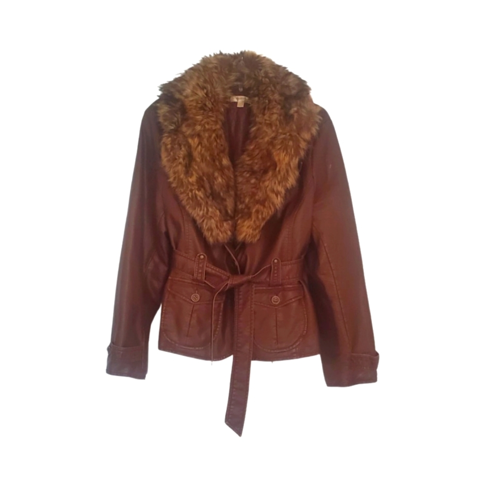 Faux Leather and Fur Jacket